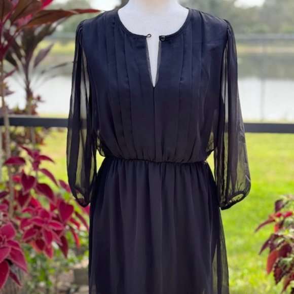 Sweet Storm Black Dress Sheer 3/4 Sleeve Size Jr L - Picture 1 of 10